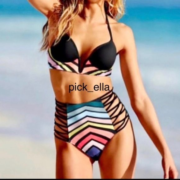 PINK Victoria's Secret Other - VS PINK Victoria Secret Chevron Midline high waisted bikini Swim set